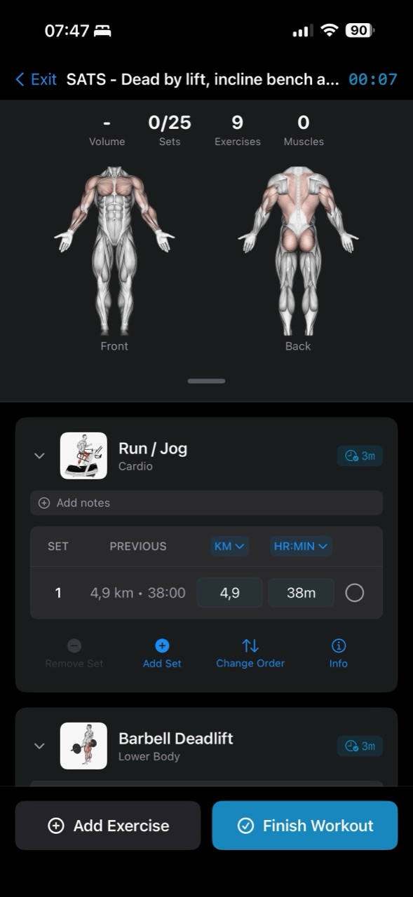 Musklr live muscle heatmap showing front and back body diagrams