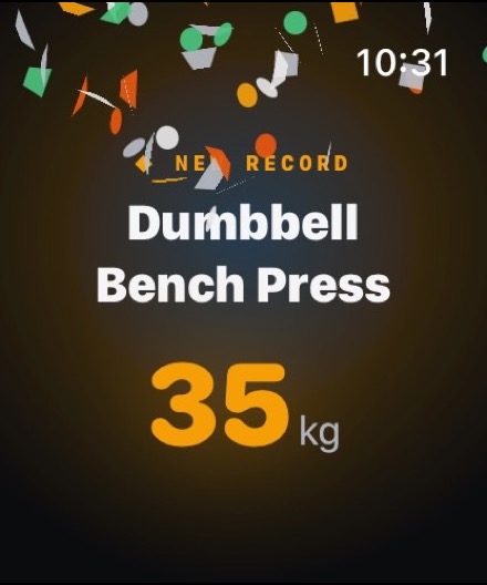Musklr PR-feiring på Apple Watch — 35 kg ny rekord
